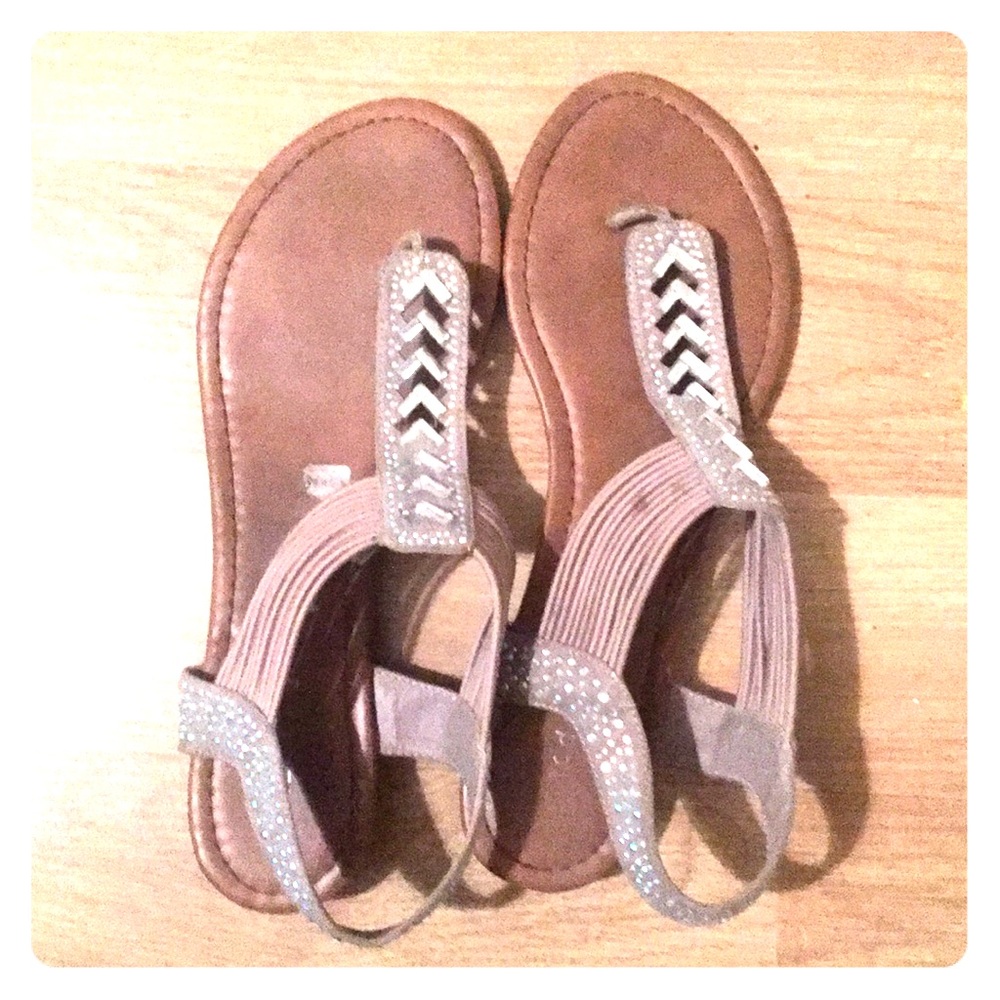 Light pink sequined wedges